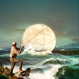 picsartchallenge surreal fishing fisherman moonlight moonbackground seabackground darkbackground sunny overlay multiply draw freetoedit fcinnerartist innerartist