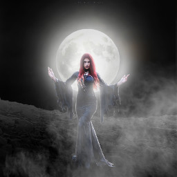 woman moon night darkne darkness lighting edit freetoedit
