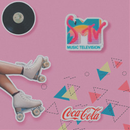 freetoedit 80saesthetic collage colorful mtv cocacola music retro record rollerskates