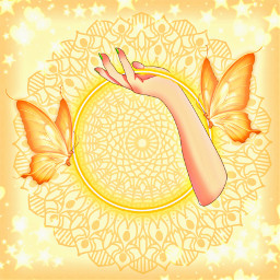 yellow aesthetic butterfly hand awesome light srcbutterflyhalo butterflyhalo freetoedit