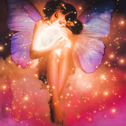 fairy butterfly butterflywings pinkaesthetic moon light freetoedit ircfullmoon fullmoon
