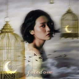 freetoedit girl woman freedom moon