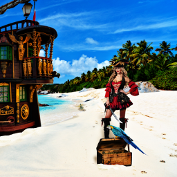 pirate lady beach ship girl hot freetoedit