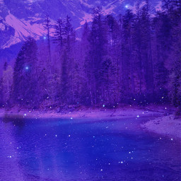 freetoedit purple aesthetic lake mountains sky sparkles moon aestheticpurple