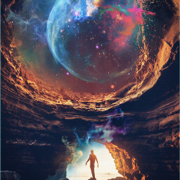freetoedit space galaxy stars cave silhouette surreal edited myedit madewithpicsart