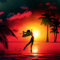 contest sunrise sunset palmtrees hawaii evening sundown nature travel jumping freetoedit ircwaterballet waterballet
