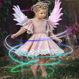 girl child cute color dress wings angle freetoedit