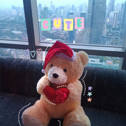 teddy teddybear city cute kawaii pastel line love santa christmas aesthetic uwu edit original frower freetoedit