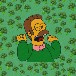 freetoedit nedflanders simpsons broccoli green noise screaming wallpaper