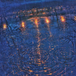 freetoedit madewithpicsart remixit anime animestyle rain water lanterns reflection tealorange night
