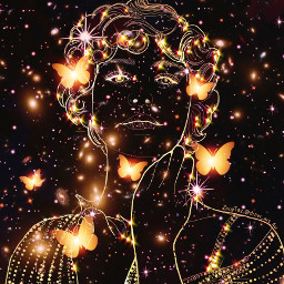 freetoedit glitter sparkles galaxy sky butterflies flowers night bling gold neon glow beautiful drawing outline art inspirational overlay background replay