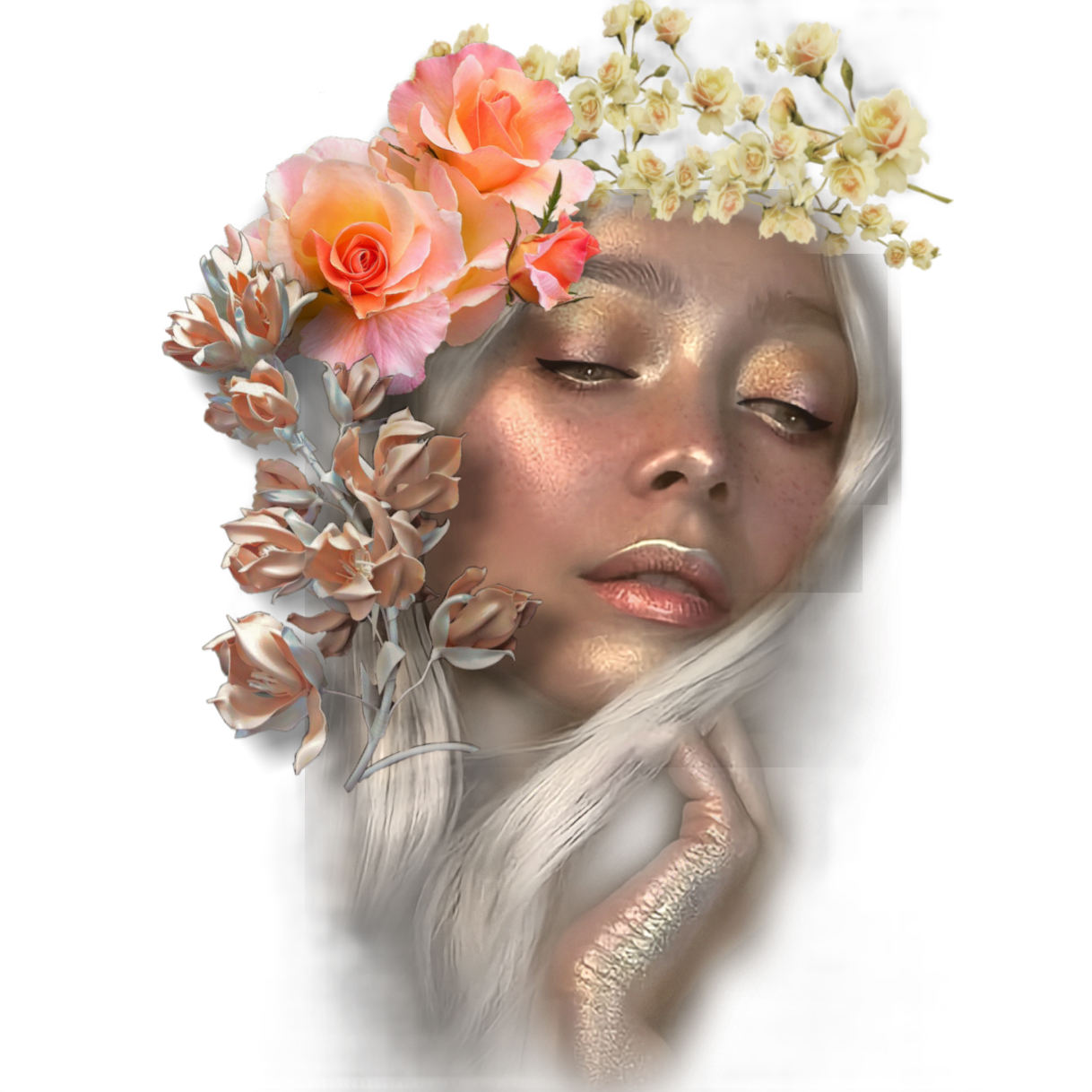 edit sticker flowers face woman sticker by zanytaz