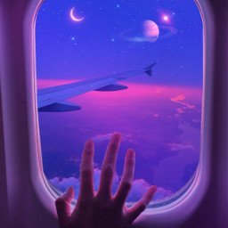 freetoedit replay aesthetic purple purpleaesthetic window plane skylovers sky night moon gaby298 remixed