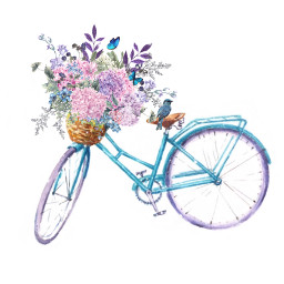 freetoedit bicycle flowers basket butterflies bird purple aqua blue pink watercolor