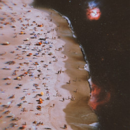 freetoedit beach ocean space universe stars retro vacation summer