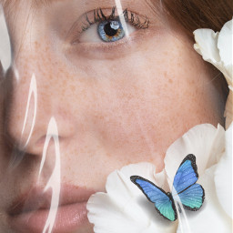 freetoedit girl women butterfly blue eyes beautiful art flower filter edit newedit myedit