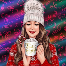 christmas christmascoffee design winter cozy woman girl female christmastime freetoedit picsart ecwinterthemedbackgrounds winterthemedbackgrounds