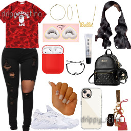 drippy_stina drippy_stinaoutfits red school redoutfit outfit iphonemini ootd freetoedit remix default