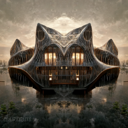architecture building house home lake water futuristic future freetoedit