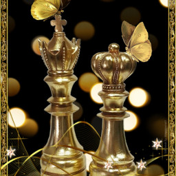 chess queen king butterflies golden remixed freetoedit