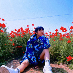 freetoedit yena izone smiley blue green red flowers fashion kpop kpopedit anime filter effect edit fossildino y2k
