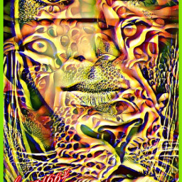 superposición leon mujerhermosa surrealismo multicolor by@chuxa_1664 freetoedit by