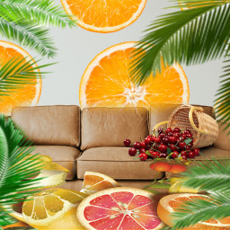 sofa orange palms cherry freetoedit irccomfyleathersofa comfyleathersofa