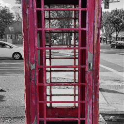 blackandwhite colorsplash red telephonebooth antique weathered freetoedit