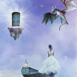 surreal princess purple sky moon dragon magic picsart picsartedit glitter fantasy door dress ircpurplesky purplesky