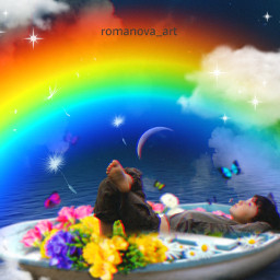 rainbow boy myedit picsartedit fantasy imagination clouds freetoedit
