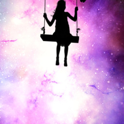 freetoedit remixit butterfly butterflies swing galaxy pink purple space girl sparkle
