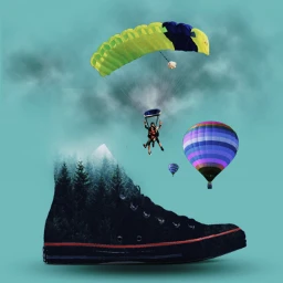 designthesneaker shoe airballoon parachute doubleexposure freetoedit picsart surrealedit madewithpicsart challenge ircdesignthesneaker