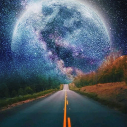 street road freetoedit skyandastars milkyway moon planet background heypicsart