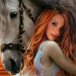 freetoedit horse woman redhead mycomposition