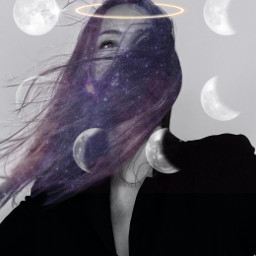 freetoedit galaxy moon woman hair moons interesting portrait