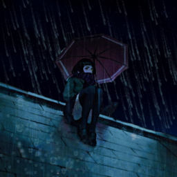 anime animegirl rain rainy dark gloomy cat sad depress depressed depressive girl school storm roof edgy emo alone manga freetoedit