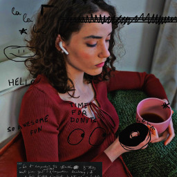 freetoedit womanholdingcup knitblanket followedreplay doodleartreplaychallenge rcdoodleart doodleart