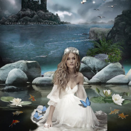 myedit beautifulgirl atmospheric water castle lilypad butterflies seriouslysupernatural freetoedit