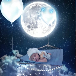 hammock sleeping baby balloons night goodnight surrealism magic imagination picsarteffects editingchallenge picsartchallenge challenge hey_its_me_april freetoedit irccomfyhammock comfyhammock