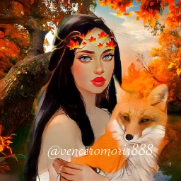 freetoedit woman fox autumn brunettehead srcleafcrown leafcrown
